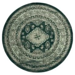 Interieur05 rond vintage vloerkleed Aila groen - 160 x 160 cm