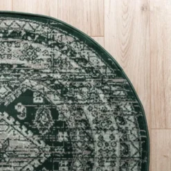 Interieur05 rond vintage vloerkleed Aila groen - 160 x 160 cm