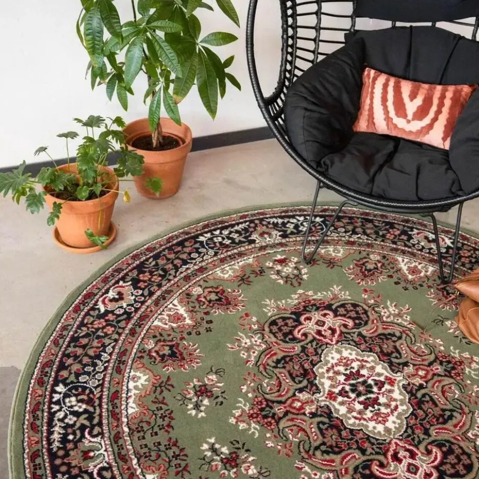 Interieur05 rond vintage vloerkleed Aila rood/oranje - 240 x 240 cm