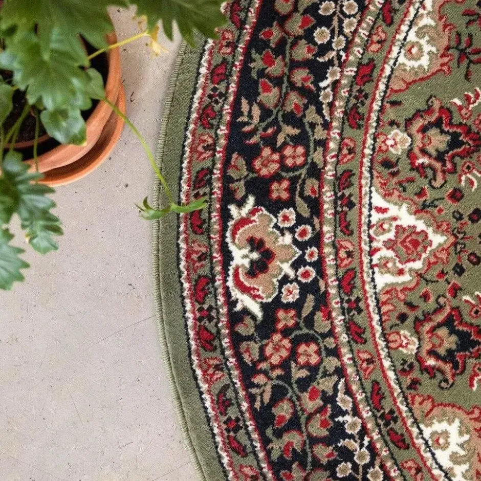 Interieur05 rond vintage vloerkleed Aila rood/oranje - 240 x 240 cm