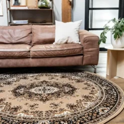 Interieur05 rond vintage Vloerkleed Nain Perzisch bruin - 100 x 100 cm