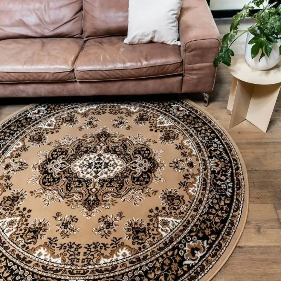 Interieur05 rond vintage Vloerkleed Nain Perzisch bruin - 100 x 100 cm
