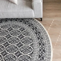 Interieur05 rond vintage vloerkleed Marad grijs/Aantraciet - 200 x 200 cm