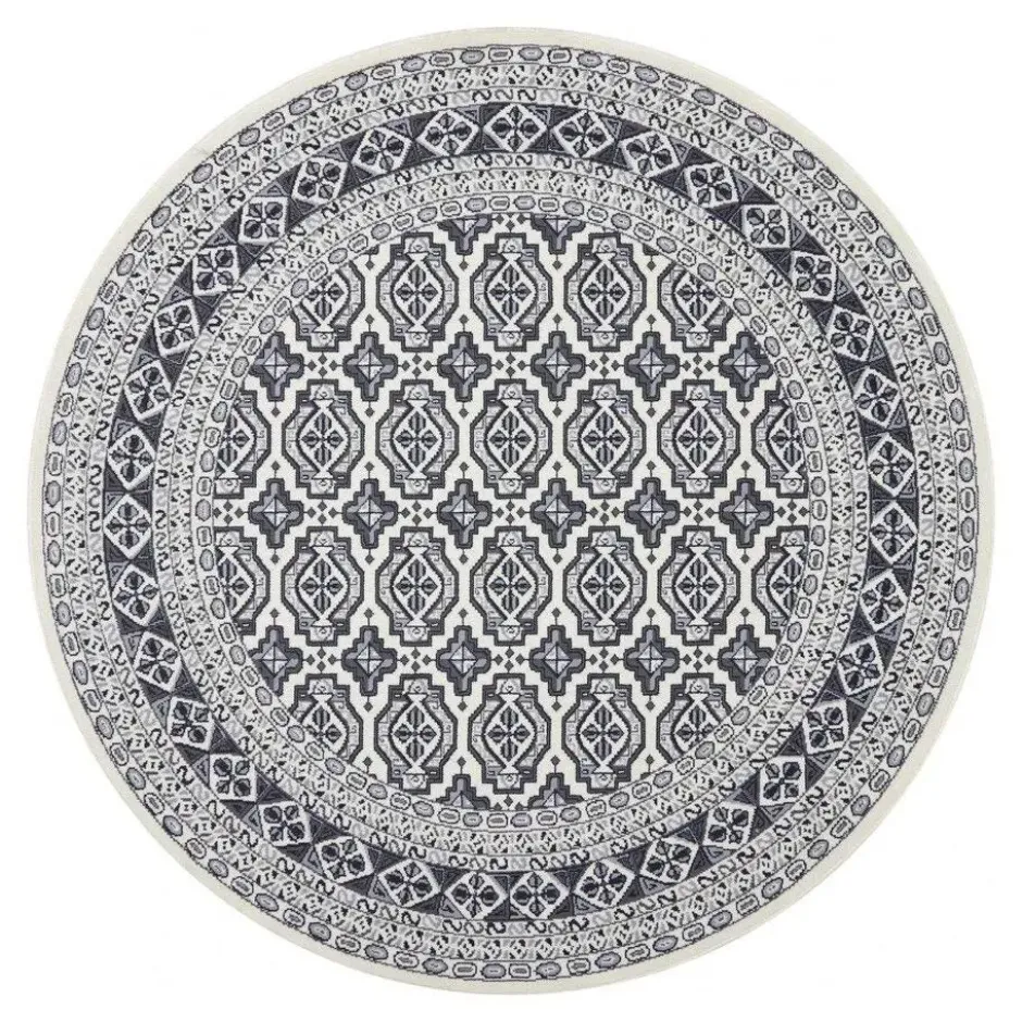 Interieur05 rond vintage vloerkleed Marad grijs/Aantraciet - 200 x 200 cm
