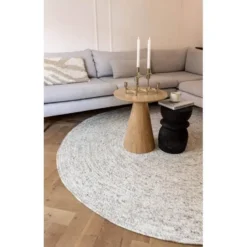 Interieur05 rond vloerkleed Gapo beige/wit - 180 x 180 cm