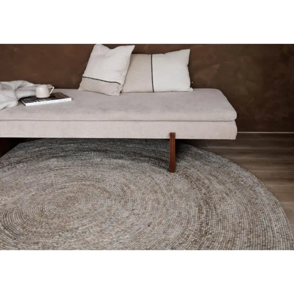 Interieur05 rond vloerkleed Gapo grijs/bruin - 150 x 150 cm