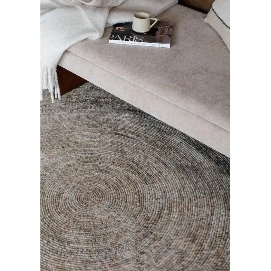 Interieur05 rond vloerkleed Gapo grijs/bruin - 150 x 150 cm