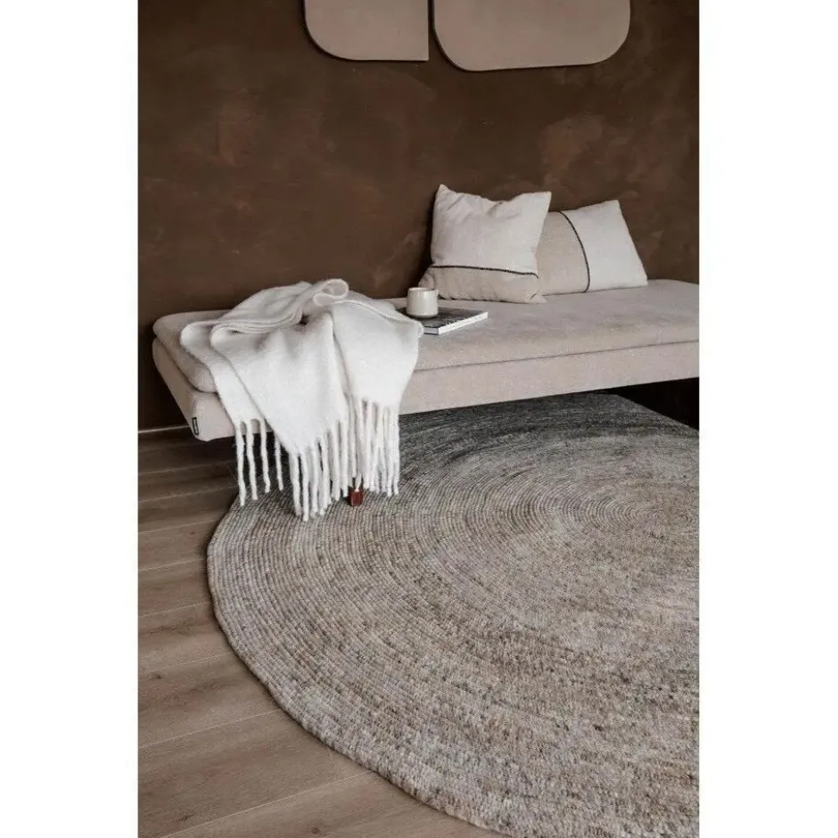 Interieur05 rond vloerkleed Gapo grijs/bruin - 180 x 180 cm