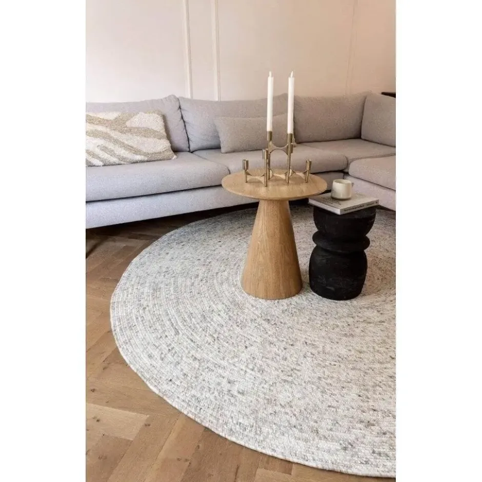 Interieur05 rond vloerkleed Gapo beige/wit - 150 x 150 cm