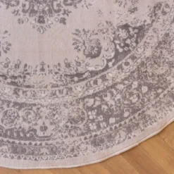 Interieur05 rond vloerkleed Keshan zand/beige - 120 x 120 cm
