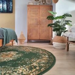 Interieur05 rond vloerkleed Keshan groen - 240 x 240 cm