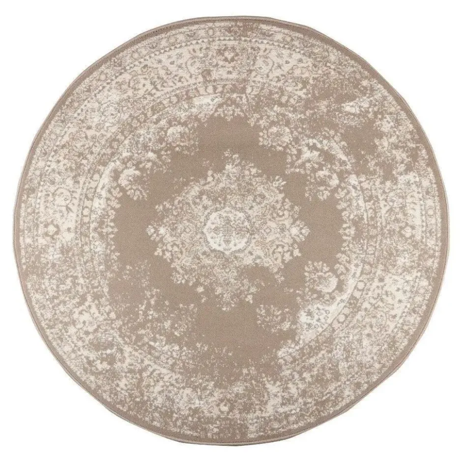 Interieur05 rond vloerkleed Keshan taupe/bruin - 160 x 160 cm