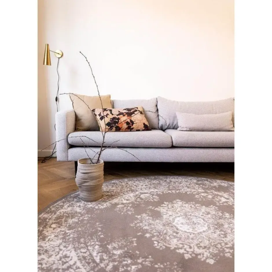 Interieur05 rond vloerkleed Keshan taupe/bruin - 160 x 160 cm