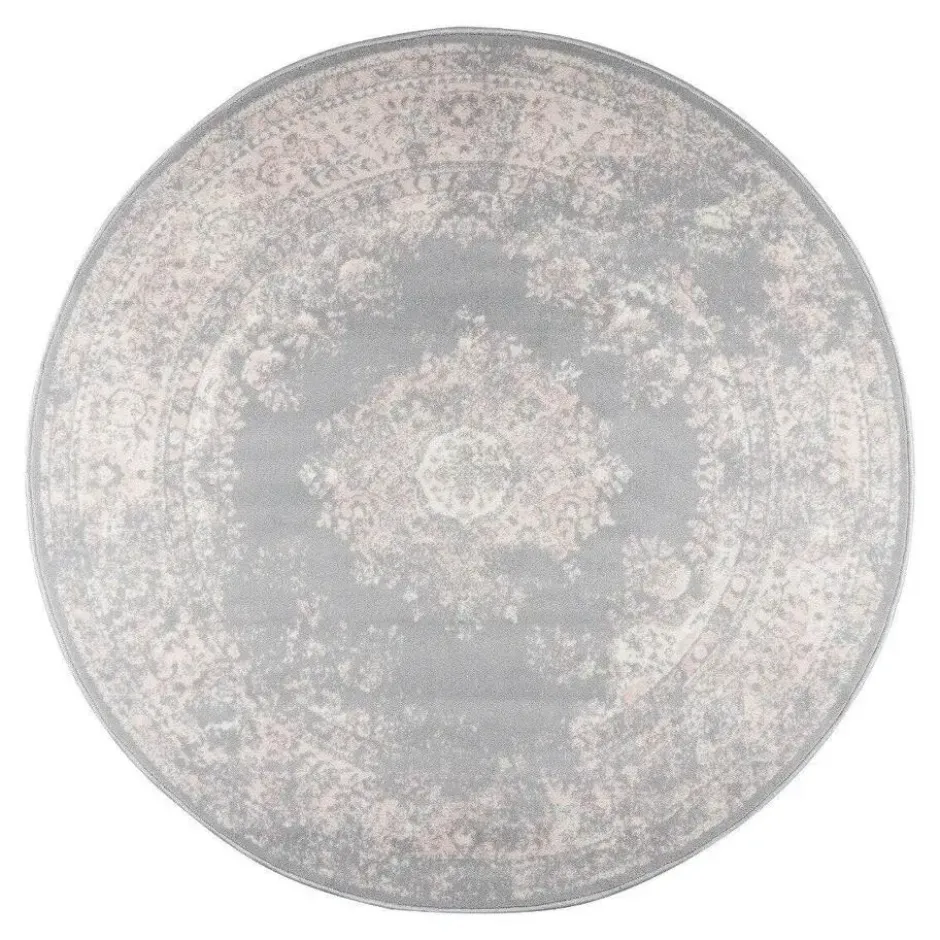 Interieur05 rond vloerkleed Keshan grijs - 160 x 160 cm