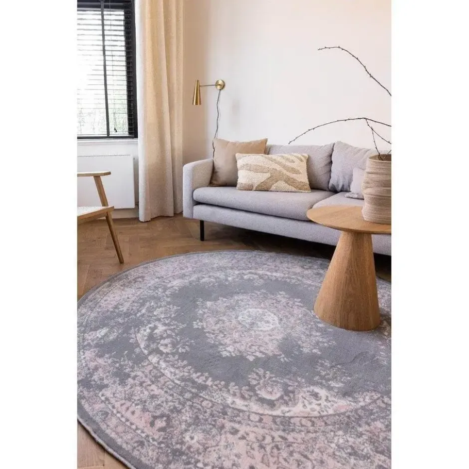 Interieur05 rond vloerkleed Keshan grijs - 160 x 160 cm