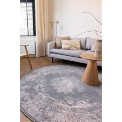 Interieur05 rond vloerkleed Keshan grijs - 190 x 190 cm