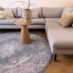 Interieur05 rond vloerkleed Keshan grijs - 190 x 190 cm
