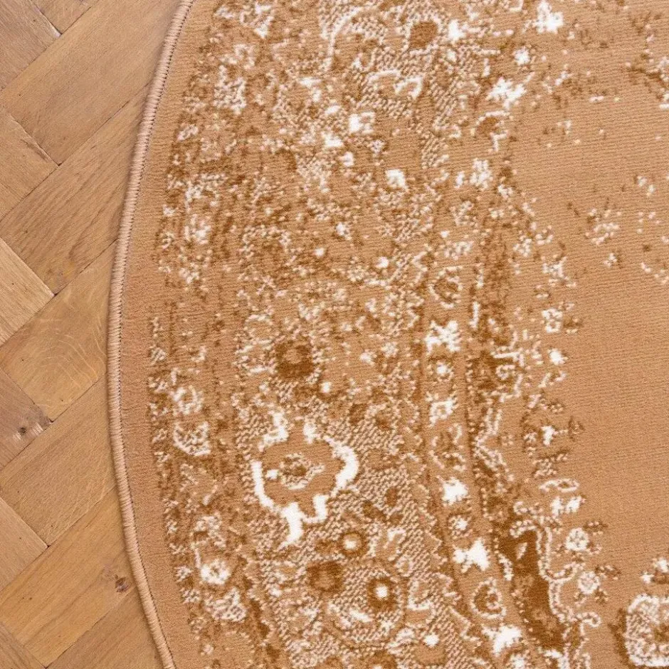 Interieur05 rond vloerkleed Keshan cognac/bruin - 160 x 160 cm