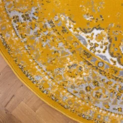 Interieur05 rond vloerkleed Keshan geel - 160 x 160 cm