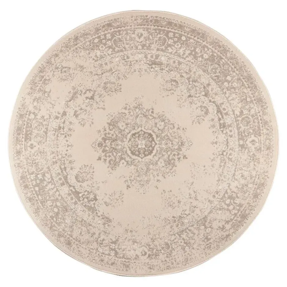 Interieur05 rond vloerkleed Keshan zand/beige - 240 x 240 cm