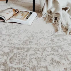 Interieur05 rond vloerkleed Keshan zand/beige - 240 x 240 cm
