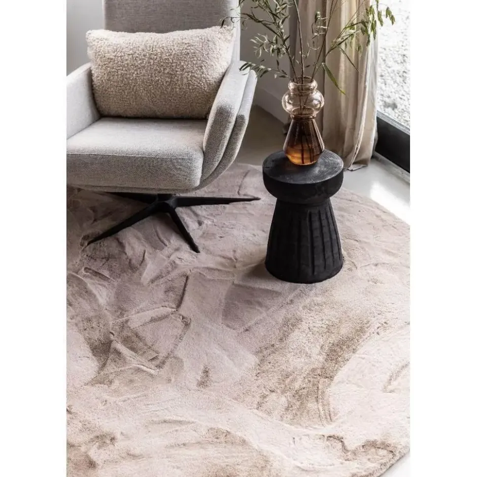 Interieur05 rond vloerkleed Lux beige/taupe - 120 x 120 cm