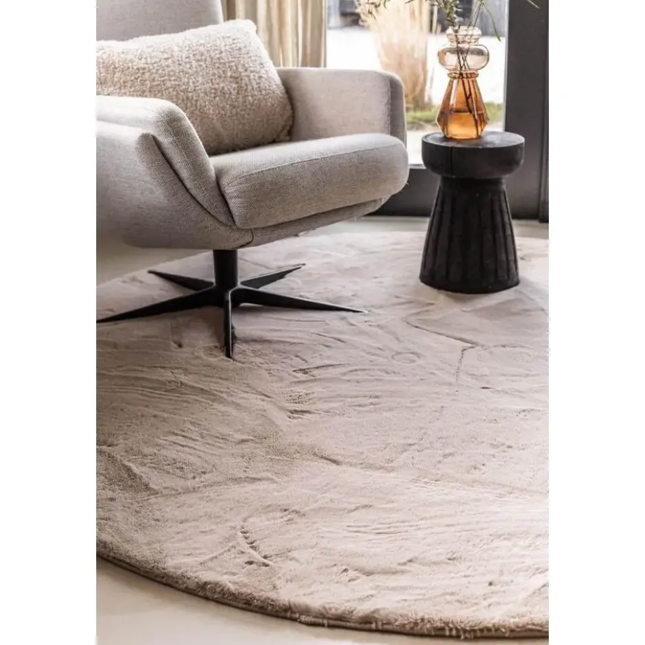 Interieur05 rond vloerkleed Lux beige/taupe - 120 x 120 cm