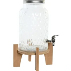 Items Drank dispenser Tap - 5.8 Liter - glas/hout - verhoger