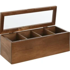 Items Theedoos/opbergdoos Ceylon - 4-vaks - Acacia hout