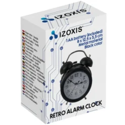 Izoxis Retro wekker - zwart - led achtergrondverlichting - D8 cm