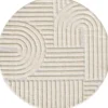 Japandi Art Rond Vloerkleed Laagpolig Effen Creme - 160 CM Ø
