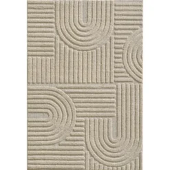 Japandi Art Vloerkleed Laagpolig Effen Beige - 200x290 CM