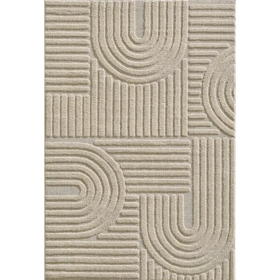 Japandi Art Vloerkleed Laagpolig Effen Beige - 200x290 CM