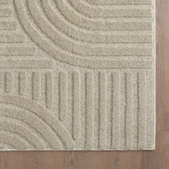 Japandi Art Vloerkleed Laagpolig Effen Beige - 200x290 CM