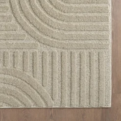 Japandi Art Vloerkleed Laagpolig Effen Beige - 140x200 CM