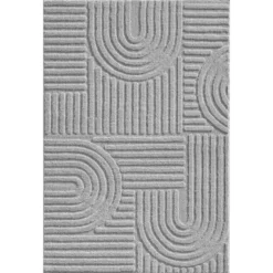 Japandi Art Vloerkleed Laagpolig Effen Grijs - 200x290 CM