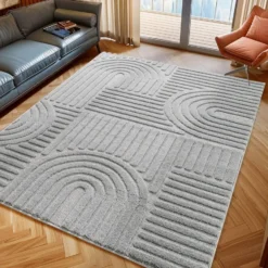 Japandi Art Vloerkleed Laagpolig Effen Grijs - 200x290 CM