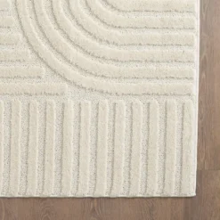 Japandi Art Vloerkleed Laagpolig Effen Creme - 140x200 CM