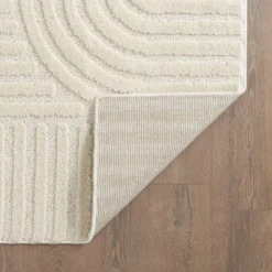 Japandi Art Vloerkleed Laagpolig Effen Creme - 140x200 CM