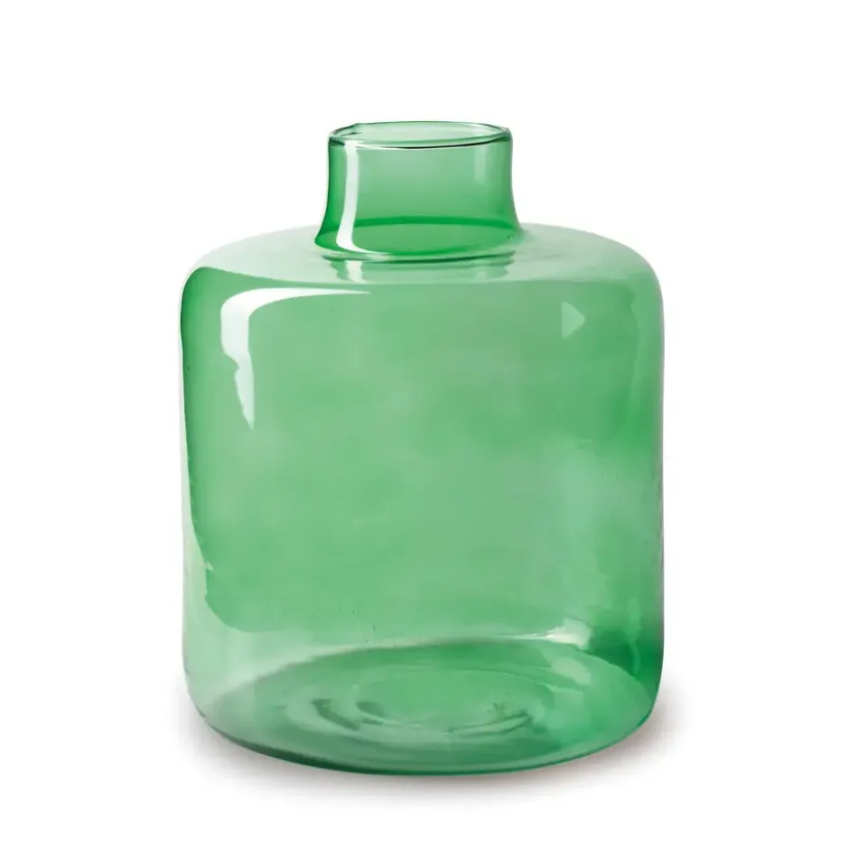 Jodeco Bloemenvaas Willem - groen glas - D19 x H23 cm