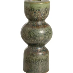 Kandelaar Bobbie - groen - keramiek - 18,3xØ7,9 cm
