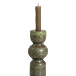 Kandelaar Bobbie - groen - keramiek - 18,3xØ7,9 cm