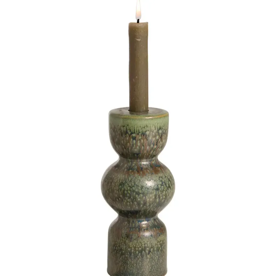 Kandelaar Bobbie - groen - keramiek - 18,3xØ7,9 cm