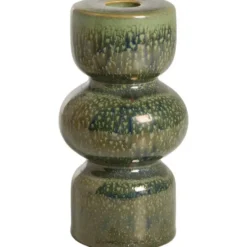 Kandelaar Bobbie - groen - keramiek - 15xØ7,9 cm
