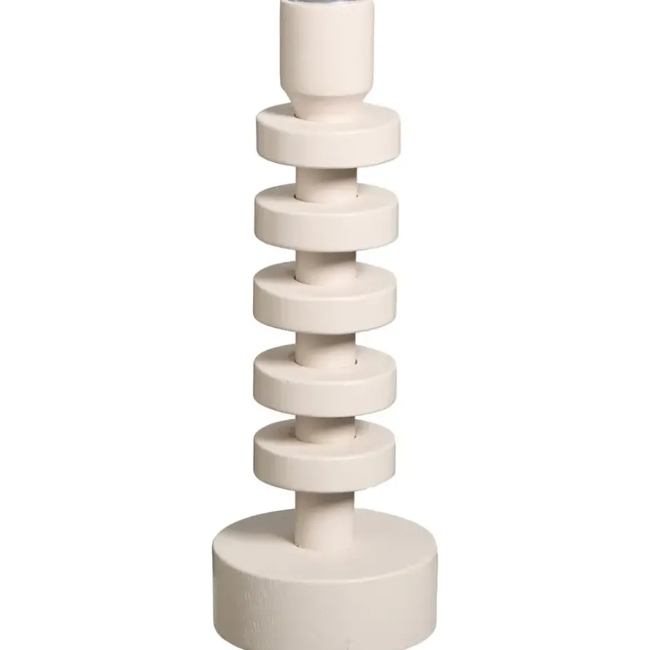 Kandelaar Coco off-white hout - 23xØ8 cm