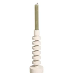 Kandelaar Coco off-white hout - 25xØ8 cm