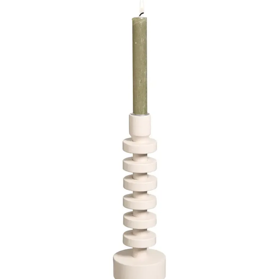 Kandelaar Coco off-white hout - 25xØ8 cm