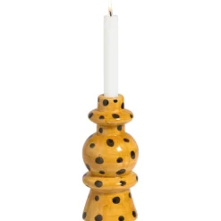 Kandelaar Dot bruin keramiek - 19,5Ø8,3 cm