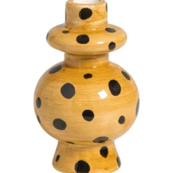 Kandelaar Dot bruin keramiek - 15,7xØ9,5 cm