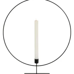 Kandelaar Ron - zwart - metaal - 45xØ40 cm